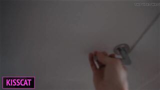 KissCat Wife’s Birthday Threesome courier joins for double fuck and facial