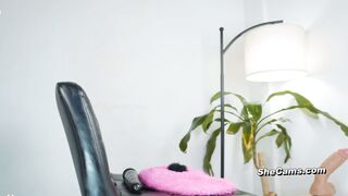 Amazing TS strokes her big cock while teasing