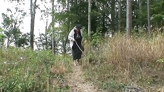 Massive tits granny outdoor fuck