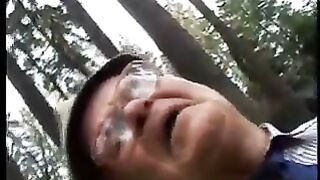 Grandpa cums in teens mouth